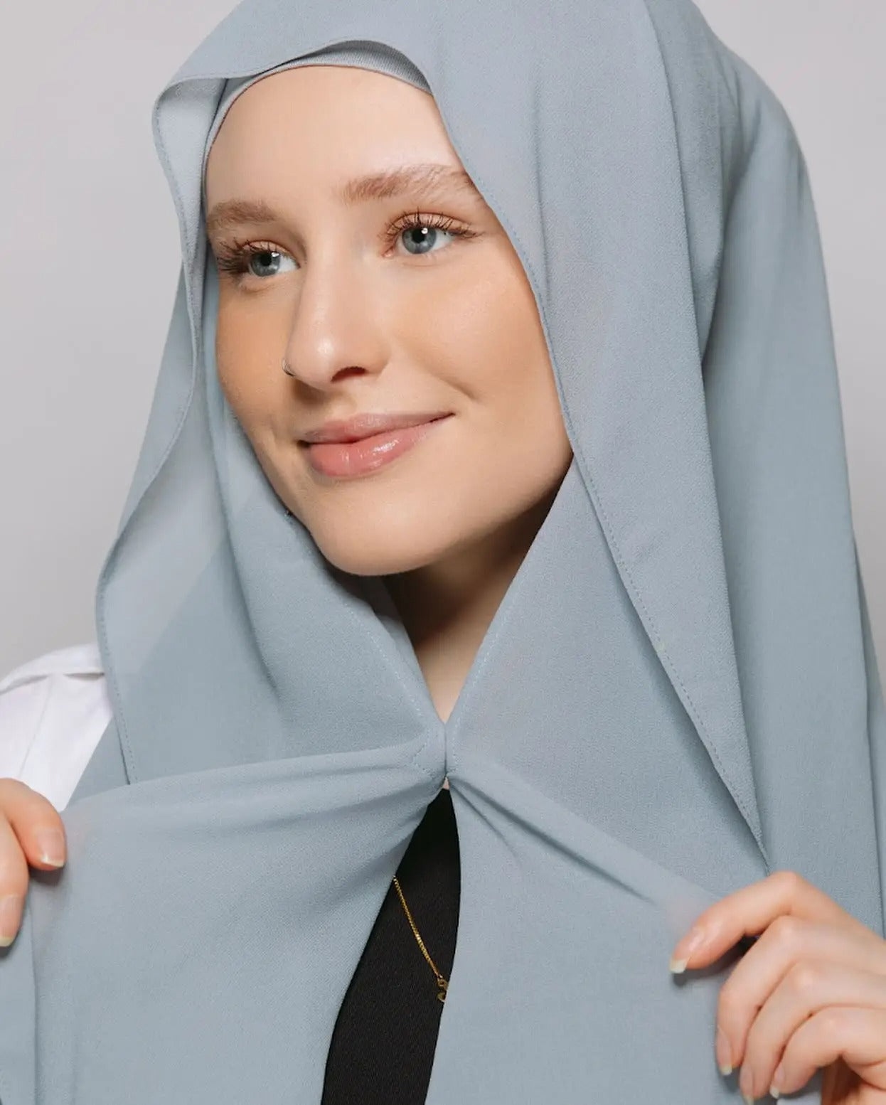Chiffon Instant Hijab With Bulit-in Magnets Muslim Woman Hijab Solid Color Easy To Wear Shawl Wrap With Undercap Famme Headscarf